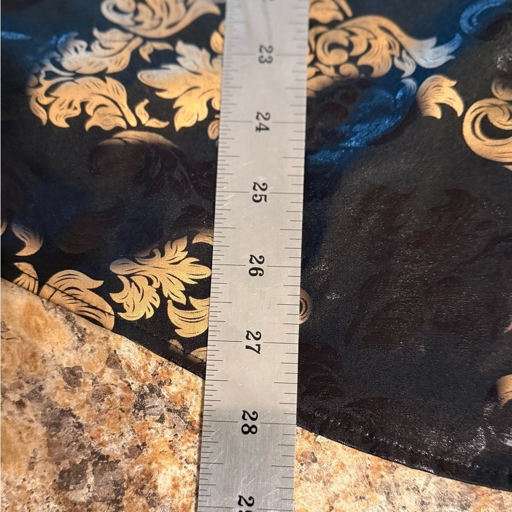 Pavini Mens Size Medium Button Up Casual Dress Shirt Black And Golden Paisley - Picture 6 of 13